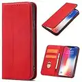 OKZone Cover per Samsung Galaxy S10E, Custodia Flip Pelle Portafoglio Magnetica Libro [Slot Schede], Silicone TPU Bumper Wallet Supporto Cover, Antiurto [Kickstand] (Rosso)