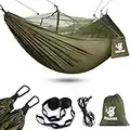 Kiaitre Camping Hammock with Mosquito Net - 210T Quick-drying Parachute Nylon Lightweight Portable Travel Hammock for Outdoor, Backpacking, Camping, Hiking and Beach Adventure