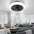 Ceiling Fans with Lights Remote Control, 18 Inch Small Bladeless Ceiling Fan with APP, Enclosed Modern Ceiling Fan with Wind Deflector Cover, Flush Low Profile Ceiling Fan for Bedrooms, Kids Room