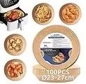 HONYAO 23-27 cm Fogli di Carta Forno per Friggitrice ad Aria, 100 Pezzi Antiaderente Usa e Getta Carta Pergamena, Impermeabile Antiolio Accessori per Air Fryer - Rotondo