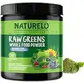 NATURELO Raw Greens Superfood Powder Wild Berry Flavor Boost Energy, Detox, Enhance Health Organic Spirulina Wheat Grass Whole Food Nutrition from Fruits & Vegetables 30 Servings