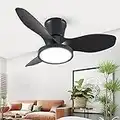 ocioc Quiet Ceiling Fan with LED Light DC motor 32 inch Large Air Volume Remote Control for Kitchen Bedroom Dining room Patio