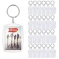 XCOZU Lot de 25 porte-clés photo en acrylique transparent double face pour photos, cadre photo porte-clés avec anneau fendu, porte-clés personnalisé pour clés, artisanat, cadeaux, transparent