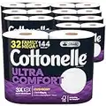 Cottonelle Ultra Comfort Toilet Paper with Cushiony CleaningRipples Texture, Strong Bath Tissue, 32 Family Mega Rolls (32 Family Mega Rolls = 144 Regular Rolls) (8 Packs of 4), 325 Sheets per Roll