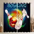 Bowling Party Curtains & Drapes Bowling Ball Curtains for Boys Girls,Rainbow Galaxy Blackout Curtains 84Wx90L Colorful Tie Dye Window Treatments Kids Teens Sports Themed Decor Window Curtains