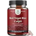 Extra Strength Red Yeast Rice Supplement - Potent Citrinin-Free Red Yeast Rice 1200 mg. Capsules with CoQ10 100mg - Naturally Occurring Monacolin K for Heart Health & Cellular Energy Boost 120ct