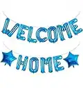 Elicola Welcome Home Letter Balloon Banner Bunting Happy New Home with Star Sequin Balloons for Home Baby Shower Family Party Decorations Blue