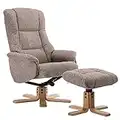 Morris Living Cairo Swivel Recliner Chair & Footstool in Mocha Lisbon Fabric