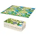 HOMCOM Tappeto Puzzle per Bambini 36 Pezzi con 24 Bordi, in Schiuma EVA Antiscivolo, Area Coperta 3.24㎡, Fantasia con Natura e Dinosauri