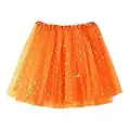 ZEELIY Mini Jupe Tulle Paillettes Tutu Rockabilly pour Costume De Fête Party Femme Vintage Ballet Tutu Elastique Robe au Genou Pettiskirt Princesse Bouffée PlisséJupe à Bulles x_Orange