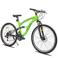 Hiland Bicicleta de Montaña 26 Pulgadas Verde 21 Velocidades MTB para Hombres y Mujeres con Doble Suspensión y Marco de 18 Pulgadas…