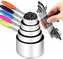 TILUCK measuring cups and magnetic measuring spoons set, stainless steel measuring cups, 6 double-sided stainless steel measuring spoons & 1 leveler