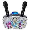 Macchina Karaoke per Adulti e Bambini, Sistema di altoparlanti per karaoke Bluetooth portatile Graffiti Art,Macchina per Cantare Wireless,2Microfoni Wireless,Miglior Regalo per Ragazzi e Ragazze(nero)