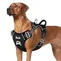 Eyein No Pull Dog Harness Large, Comfortable Heavy Duty Pet Vest Harness, Front Clip Easy Control Puppy Harness with Soft Padded Handle Reflective for Outdoor Training Walking（Black,L)