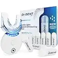 Kit profesional de blanqueamiento dental por LEDs DrDent - Fórmula sin sensibilidad - 8 cápsulas de gel blanqueador de 33,6 ml - Ayuda a eliminar las manchas - Incluye bandeja bucal y guía de colores