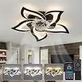 YUNLONG Plafonnier Ventilateur Design Silencieux Reversible Ventilateur De Plafond Avec Telecommande 69cm Suspension Luminaire Dimmable 6 Vitesses Dc-motor Ceiling Fan with Light Led 100w