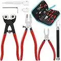 8 Pieces Glass Mosaic Cutter Kits, Including Wheeled Glass Tile Nipper, Glass Running Plier, Breaking Plier, Hex Wrench and Pencil Style Oil Feed Glass Cutting Tool, 2 Blades and Oil Dispenser