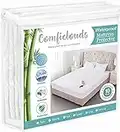 King Size Cooling Waterproof Mattress Protector Pad Cover,Bamboo Terry Top Breathable Fitted Sheet Style Deep Pocket-Noiseless,Vinyl,PVC Free,Matress Cover King for Pets Kids Adults White