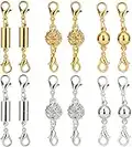 LUTER 12Pcs Locking Magnetic Jewelry Clasp Magnetic Lobster Clasp Necklace Clasps and Closures Bracelet Extender for Jewelry Making (Gold and Silver)