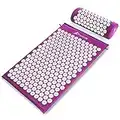 ProSource Acupressure Mat and Pillow Set for Back/Neck Pain Relief and Muscle Relaxation, Purple