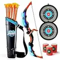 TOY Life Bow and Arrow Toys for Kids 4 6 8 12, Outdoor Toy Games for Kids, Kids Bow and Arrow Set with LED Lights, Toy Gift for Boys, Archery Set with 2 Target, 10 Suction Cup Arrows and 3 Target Cans