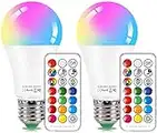 HYDONG LED Lampe E27 RGB Farbwechsel Glühbirne 10W Dimmbar Lampen mit Fernbedienung, 12 Farbige + Kaltweiss LED Birnen für Deko Schlafzimmer - 2er