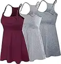 SUIEK Womens Racerback Maternity Nursing Tank Tops Cami Breastfeeding Bra Pregnancy Clothes (Large, A-Charcoal+Grey+Burgundy 3Pack)