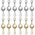 12 Pieces Locking Magnetic Jewelry Clasp Round Necklace Clasp Closures Bracelet Extender for Jewelry Making (Gold, Silver)