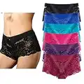 YaoKing Women's Underwear Regular & Plus Size Panties Sexy Lace Boyshort Hipster Cheeky Panty- 6 Pack (6 Pack-9144, L)