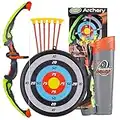 Toysery Bow and Arrow for Kids with LED Flash Lights - Archery Set with 6 Suction Cups Arrows, Target, and Quiver, Practice Outdoor Toys Archery Set for Children Above 6 Years Old, (Green)