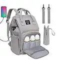 Baby Diaper Bag Backpack, Multi-Function Waterproof Maternity Nappy Bags with USB Port for Mom & Dad, Large Capacity (Grey)