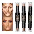 Concealer, Correcteur Stick de contouring, Bâton Surligneur, double tête Correcteur Stick de contouring, Contour Facile à appliquer mise en évidence de bâton Maquillage, Texture Crémeuse (3pcs)