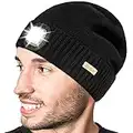 Recargable Gorro de Punto con Luz, Blukar Gorro Beanie con luz Linterna incorporada, Ultra Brillante 6 LED Linternas Gorro para Faro Frontal, Regalo Cálido y Cómodo de Invierno para Hombres Mujeres