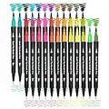Dual Brush Marker Pens,24 Colored Markers,Fine Point and Brush Tip for Kids Adult Coloring Books Bullet Journals Planners,Note Taking Coloring Writing
