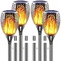 LazyBuddy Solar Torch Light with Flickering Flame, 96LED 43" Solar Fire Lights Outdoor, Super Bright Super Large Halloween Christmas Landscape Decoration TIki Torches for Garden Pathway Lawn (4 Pack)