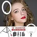 Neewer Ring Light Kit [Upgraded Version-1.8cm Ultra Slim]-18 inches,3200-5600K,Dimmable LED Ring Light with Light Stand, Phone Clip,Hot Shoe Adapter for Portrait Makeup Video Shooting