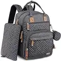iniuniu (Dark Gray) - Nappy Bag Backpack, iniuniu Large Unisex Baby Bags for Boys Girls, Waterproof Travel Back Pack with Nappy Pouch, Washable Changing Pad, Pacifier Case and Stroller Straps, Dark Grey