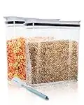 FreshKeeper Cereal Containers Storage Set, Airtight Food Storage Container with Lid 4L/135.2oz, 2PCS BPA-FREE Plastic Pantry Organization Canisters for Rice Cereal Flour Sugar Dry Food in Kitchen…