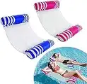 Swimming Pool Float Lounger Inflatable Hammock for Pool with Bottom Mesh Multi-Purpose Saddle Lounge Chair Hammock Drifter (blue and rose red)