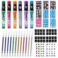 DAOUZL Tatuaggi per Bambini, 6 Tattoo Pens in Gel Glitterato, Set Tatuaggi Bambina, Glitter Tattoo,Kit di Tatuaggi Temporanei con 13 Stencil, 12 Ricariche ect,Tattoo Bambini per Halloween,Natale,Festa