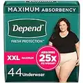 Depend Fresh Protection Adult Incontinence Underwear for Women (Formerly Depend Fit-Flex), Disposable, Maximum, Extra-Extra-Large, Blush, 44 Count, Packaging May Vary