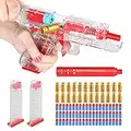 Shell Ejection Toy Gun with Magazine Soft Foam Pistol for Kids Clear Transparent White