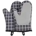 Oven Gloves,Heat Resistant Silicone Oven Gloves Non-Slip Kitchen Oven Mitts for Grilling,Cooking,Baking,Kitchen,Microwave,Pizza (square grey)