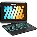 Earto iPad Mini 6 Hülle mit Tastatur, Smart Trackpad, 7 Farben Tastatur mit Hintergrundbeleuchtung, 360° drehbar, Kompatibel mit iPad Mini 6. Generation 8,3 Zoll 2021, QWERTZ Layout, Schwarz