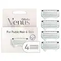 Gillette Venus for Bikini Pubic Hair and Skin, Womens Razors, 4 Razor Blade Refills for Intimate Grooming, Pink