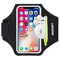 HAISSKY Sportarmband Mit Kopfhörer Tasche Sportarmband Handytasche Sport für iPhone 14 Pro Max/13 Pro/12/11 Pro/XR/X/8 Plus, Huawei P50 Pro/P40 Pro/Mate 50 Xiaomi, Galaxy Handyhülle Running Armband