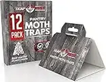 12 Pack Pantry Moth Traps - Safe and Effective for Food and Cupboard - Glue Traps with Pheromones for Pantry Moths - Trap a Pest