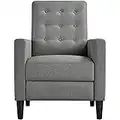 Yaheetech Grey Modern Recliner Chair Adjustable Reclining Armchair Upholstered Sofa Couch with Soft Padded Seat for Home or Bedroom