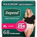 Depend Fresh Protection Adult Incontinence Underwear for Women (Formerly Depend Fit-Flex), Disposable, Maximum, Extra-Large, Blush, 68 Count, Packaging May Vary