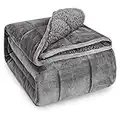 Sivio Sherpa Fleece Weighted Blanket for Adult, 15 lbs Heavy Fuzzy Throw Blanket with Soft Plush Flannel, Reversible Twin-Size Super Soft Extra Warm Cozy Fluffy Blanket, 48x72 Inches Dual Sided Grey